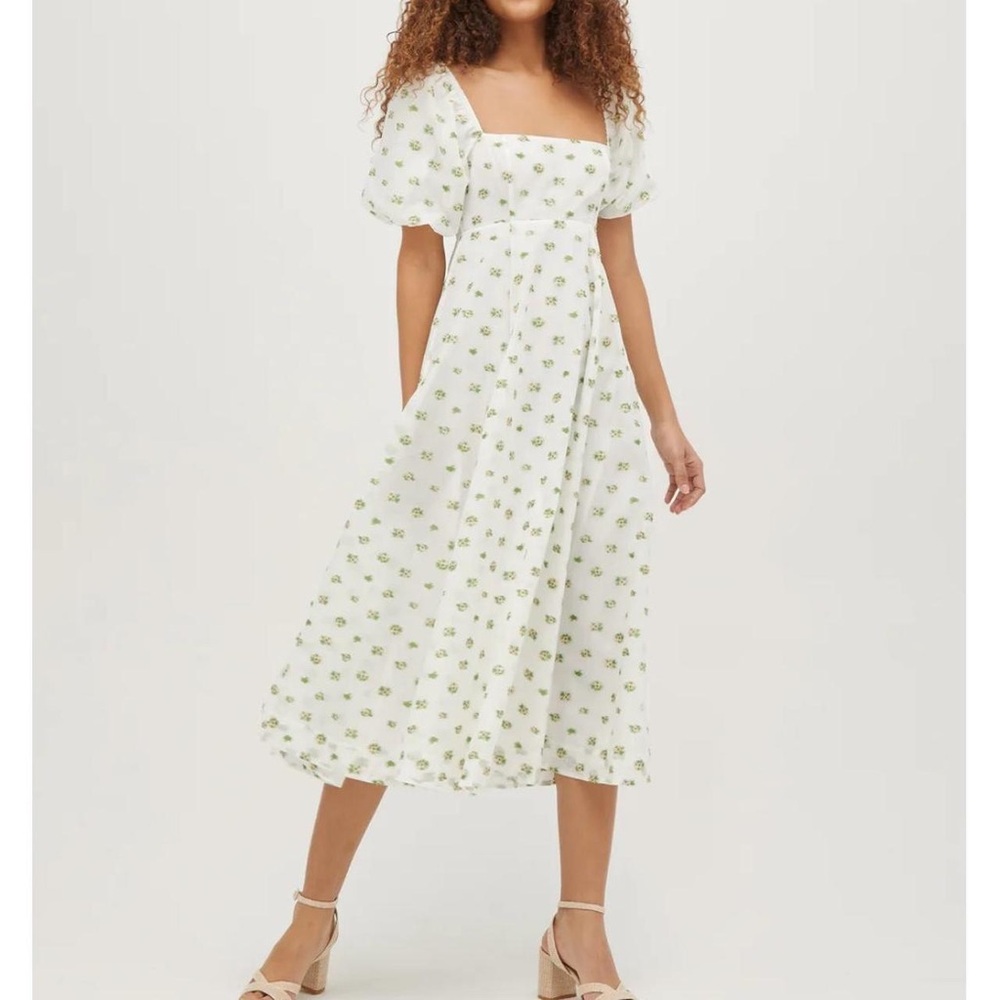 Hill House Home - The Organza Matilda Dress - Olive/Coral Floral Jacquard - XL